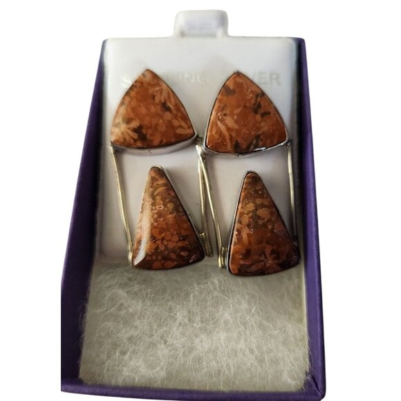 Earrings Moonkaite Jasper Post Silver Drop 10 gr Jerry & Fran Harr Handmade - Picture 9 of 13